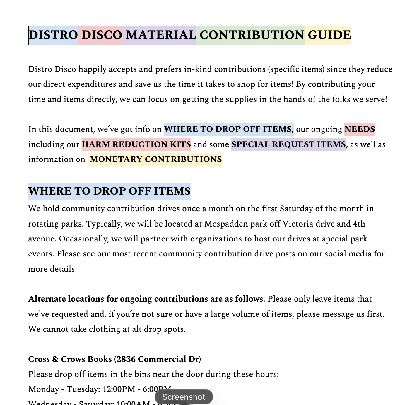 Instagram post announcing an upcoming distro event