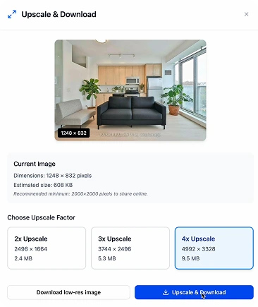 Step 3: Select upscale