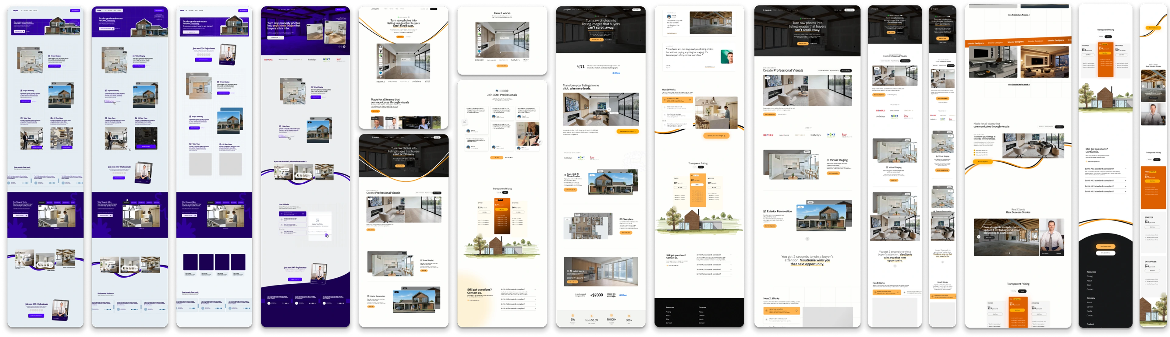 Landing page design iterations